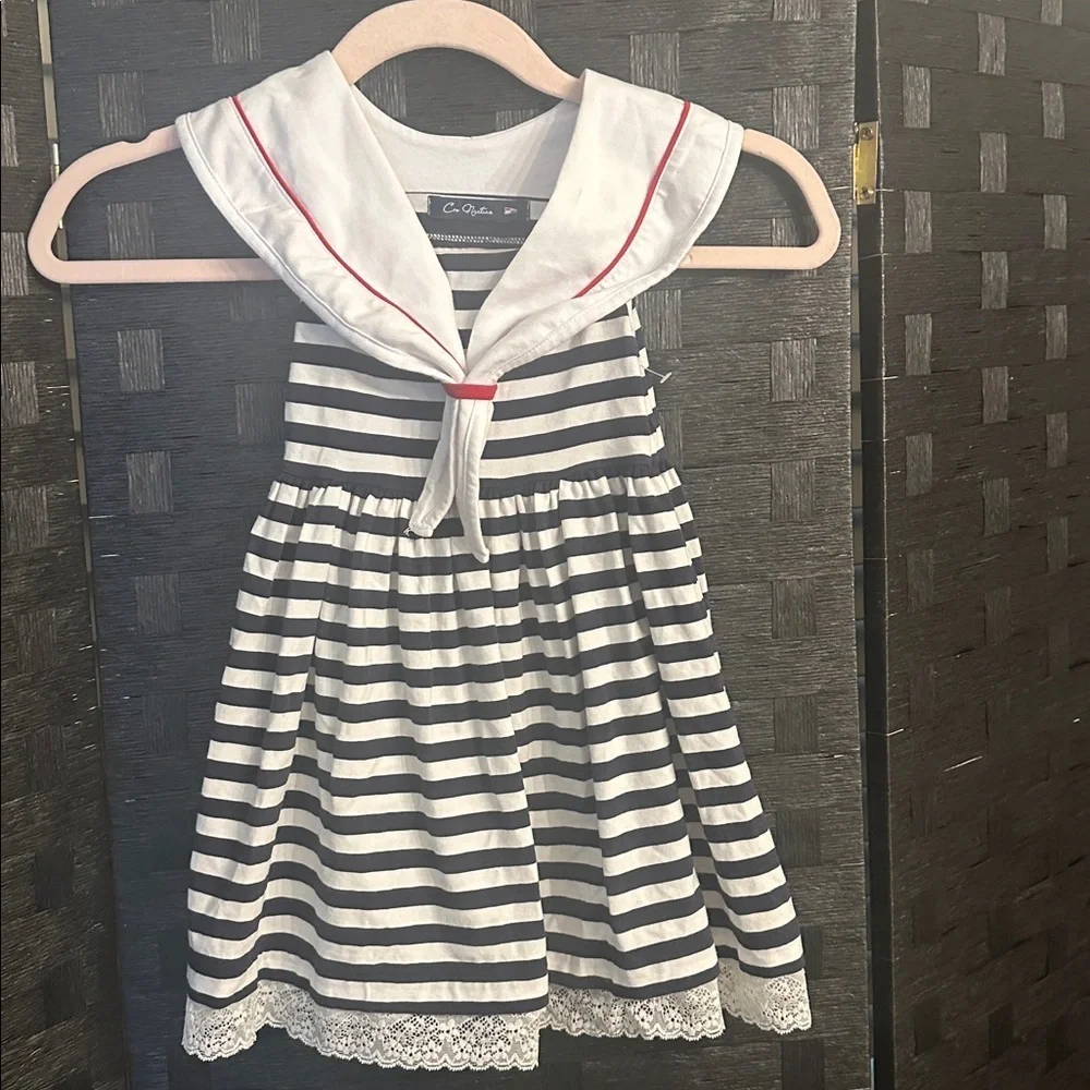 Cro Nautica Navy and White Striped Kids sailor Dress 3T